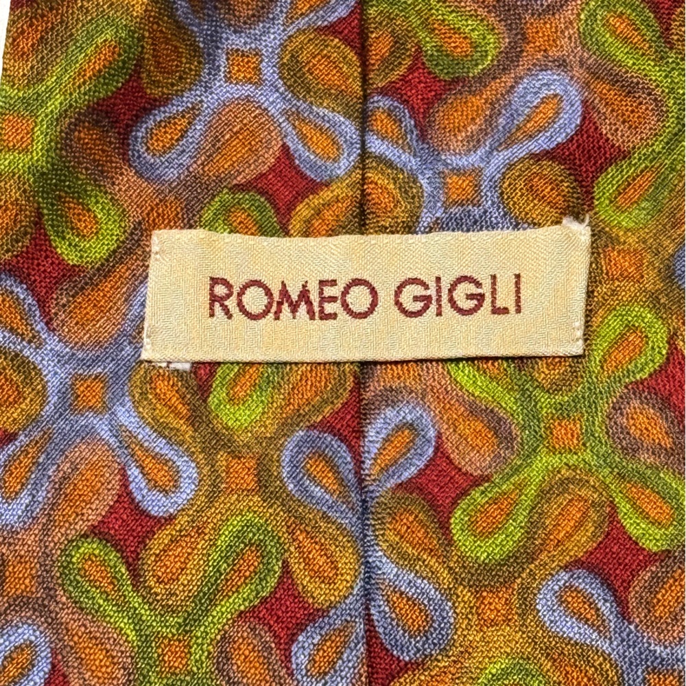 Romeo Gigli Multicolor Geometric Silk Tie with Floral Motif silk Italy